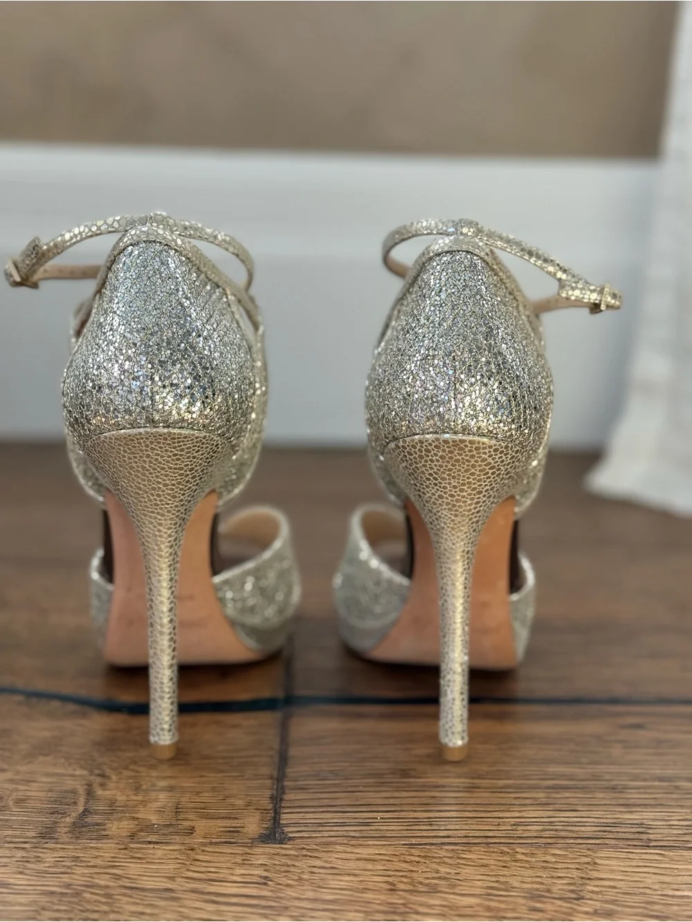 Jimmy Choo Glitter Strappy Platform Stilettos - Picture 5 of 7